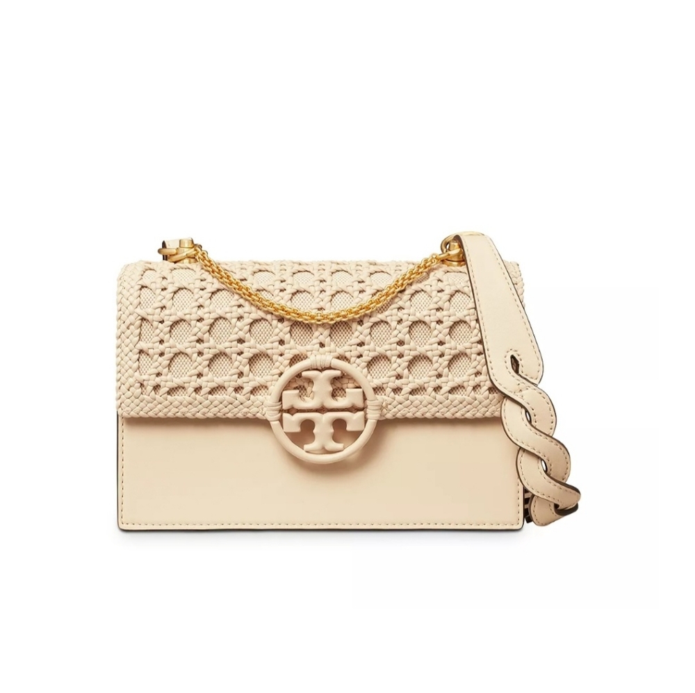 Tory Burch Miller basket-weave small flap convertible shoulder crossbody bag